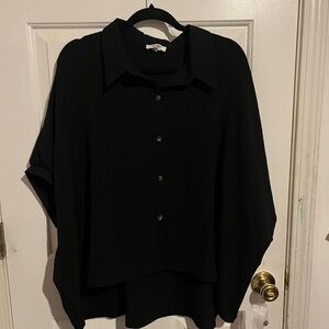 Chic Black Button-Up Women's Blouse